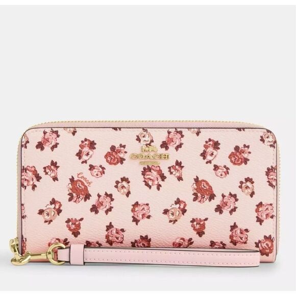 NWT ❤️ Coach Long Zip Around Wallet With Rosette Print Wristlet CZ329 - Picture 7 of 7